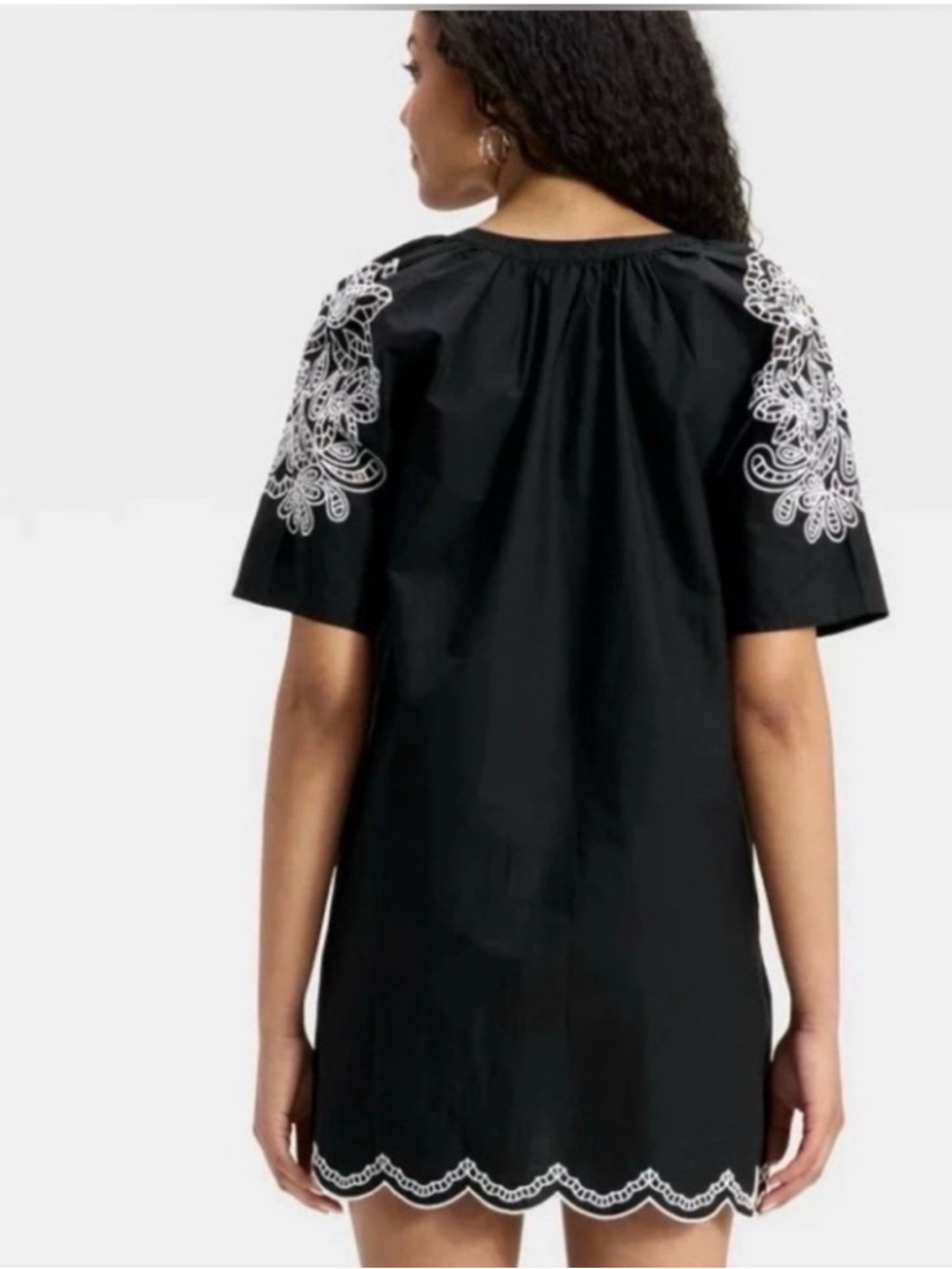 Universal Thread Black Dress with White Embroidered Accents